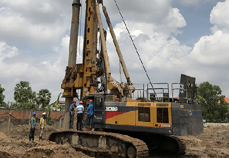 Self-Made Chassis Rotary Drilling Rig with the Largest Tonnage Exported by China - XCMG XR460D Assists Zijing No.1 Project in Phnom Penh